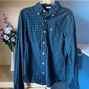 Vtg‎ Abercrombie Fitch Men Y2K Plaid Muscle Button Down M Preppy Cabincore Work